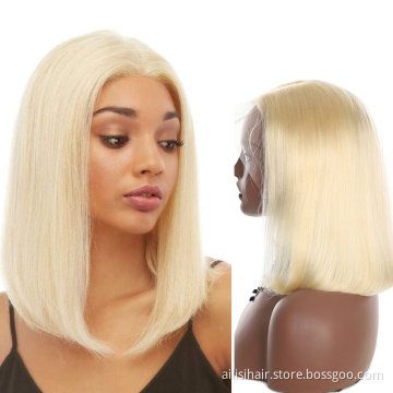 613 Blonde Short Human Hair Lace Front Wigs 100% Human Natural Swiss Lace Front Wig Glueless Brazilian Human Hair Wig